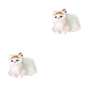 2pcs Mini Cat Figurines Ornaments Animal Figurines Collection Toy Home Office - Picture 1 of 12