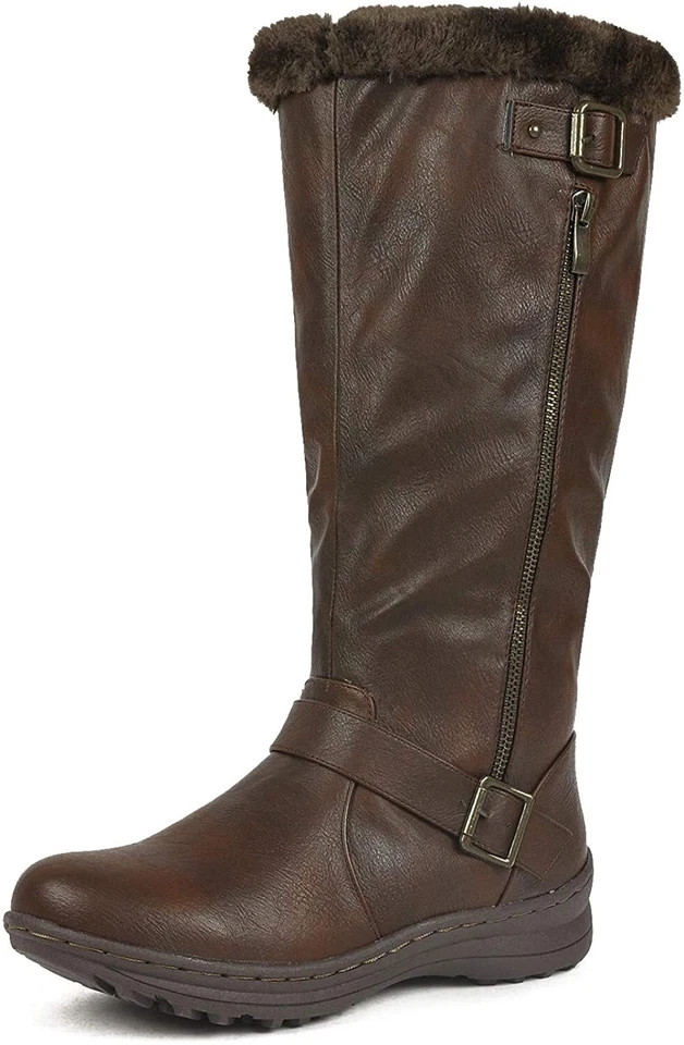 Womens Knee High Warm Fur Winter Zip Snow Boot Shoes Size 5-11 US - Image 1 of 1