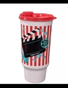 New Tupperware Mega Tumbler Cup 30 oz. Thirstquake Flip-Top Movie Night Theater - Picture 1 of 2