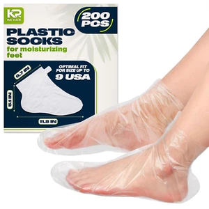 200Pcs Plastic Foot Covers Disposable Socks Foot Gloves - Paraffin Baths Foot Mo - Picture 1 of 9