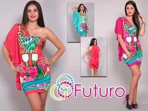 Ladies Unique Bodycon One Shoulder With Studs Mini Dress Tunic Sizes 8-10 FC2992 - Picture 1 of 5