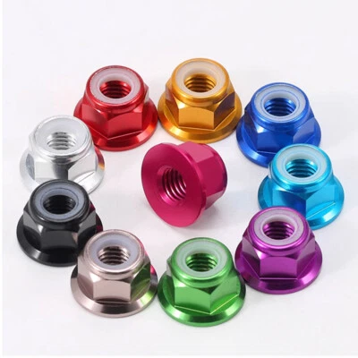 Aluminim Selbstsichernde Muttern Flansch Sechskant Stoppmuttern M2 M3 M4 M5 M6 - Bild 1 von 4