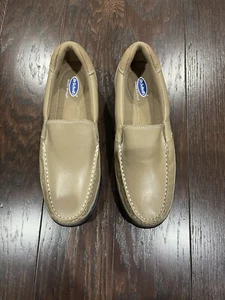 Dr Scholls Men Size 9.5 D Loafers Tan Leather Upper Slip Ons Comfort - Picture 1 of 9