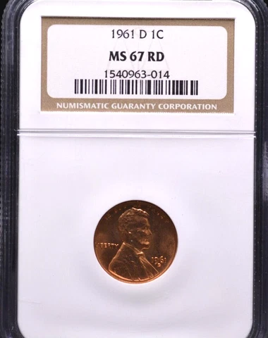 1961 D Lincoln Cent MS67 RD NGC Graded Cover