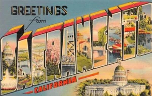 CA, California  SACRAMENTO LARGE LETTER LINEN Greetings  1941 Vintage Postcard - Picture 1 of 2