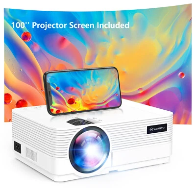 Mini Projector LED 1080P HD Portable LCD Video Home Theater Cinema+100'' Screen - Image 1 of 4
