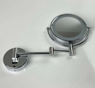 Sharper Image Wall Mounted Lighted Sensor Two Sided Makeup Mirror Chrome Finish - Image 1 of 4