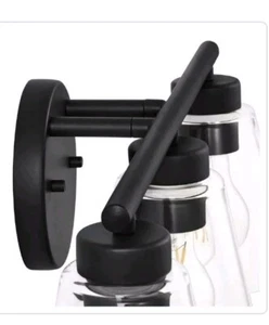 Hampton Bay Eastburn 22" 3-Light Matte Black Vanity Light Clear Glass HD32661C3 - Picture 1 of 11