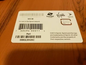 Sprint SIMGLW426C NANO KARTA SIM 63.06a - Zdjęcie 1 z 1