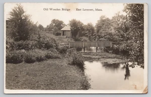 East Leverett MA Old Wooden Bridge Massachusetts Antique Postcard - Picture 1 of 6