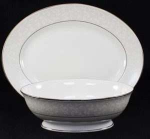 Lenox Opal Innocence Group of 13.25 Inch Platter & 9.5 Inch Oval Vegetable Bowl - Picture 1 of 8
