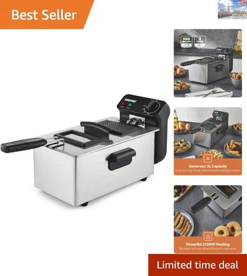 Elegant 3L Deep Fryer with Viewing Window & Non-Slip Feet for Safe Cooking - Image 1 of 4