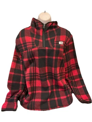 Sudadera con Capucha Pullover The North Face Para Mujer Rojo Búfalo Cuadros 1/4 Cremallera-Talla Grande-USADA EN EXCELENTE ESTADO Foto 1 de 4