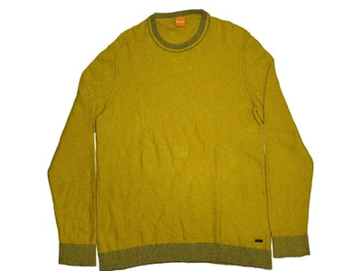 HUGO BOSS orange Men's Merino Wool Blend Yellow Sweater Jumper Pullover knit XL - Image 1 of 4