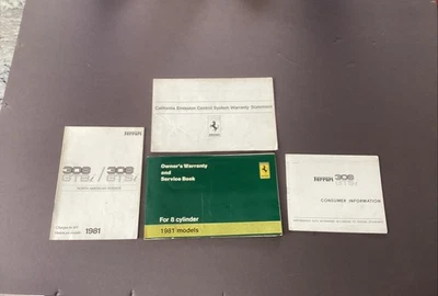 Ferrari 308 GTS/GTB 1981 manual de servicio folleto de garantía lote envío gratuito Foto 1 de 4