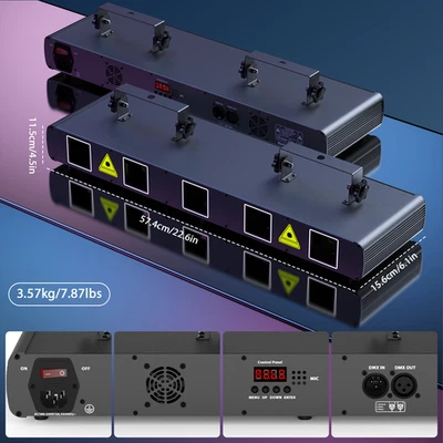 Proyector láser DMX DJ Show RGBYC 5 lentes haz DJ fiesta escenario luz láser seguridad Foto 1 de 4