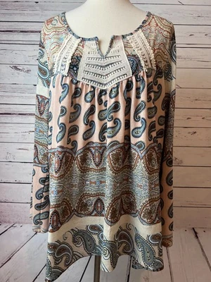 Один мир туника Топ плюс размер 3 X женщин богемное хиппи пейсли крючком 3XL - Изображение 1 из 4