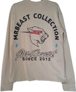 Mr. Beast Shirt Mens M Merch Collection Revolt Graphic Long Sleeve Spell Out Tan - Picture 1 of 13