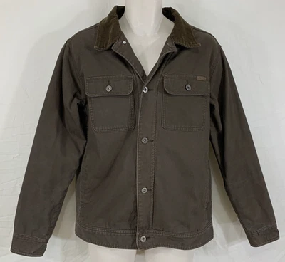 WOOLRICH Mens M / MEDIUM Dark Brown Duck Sherpa Fleece Lined Button Up Jacket - Image 1 of 4