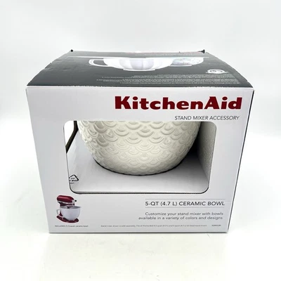 KitchenAid KSM2CB5 Ceramic Stand Mixer Bowl 5-Quart White Mermaid Lace New - Image 1 of 4