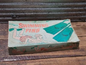 Vintage JC Higgins Swimming Fins Graphic Box Sears Scuba Snorkeling Memorabilia - Picture 1 of 12