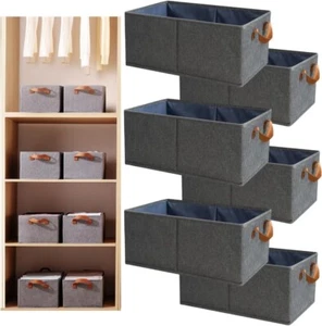 Pack of 6 Large Capacity Storage Bins Closet Organizer System,Sturdy Foldable... - Picture 1 of 7