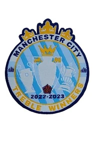 Manchester City Treble Season Iron-on Woven patch 3" - Picture 1 of 5