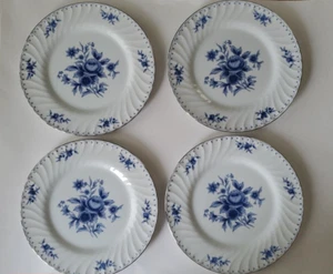 Classique by Sango Meissen Blue Set of 4 Dinner Plates Silver Trim 10.5 IN Dia - Picture 1 of 11