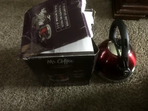Mr. Coffee Claredale 2.2 Qt Stainless Steel Whistling Tea Kettle, Red - Picture 1 of 1