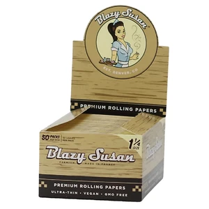 Full Box 50x Packs Blazy Susan Rolling Papers 1 1/4 | 50 Per Pack | + 2 Tubes! - Picture 1 of 1