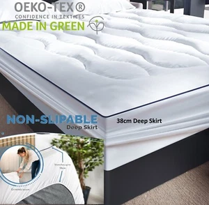 HOTEL QUALITY THICK 38CM DEEP FITTED BED MATTRESS TOPPER ALL SIZES SINGLE KING - Picture 1 of 6