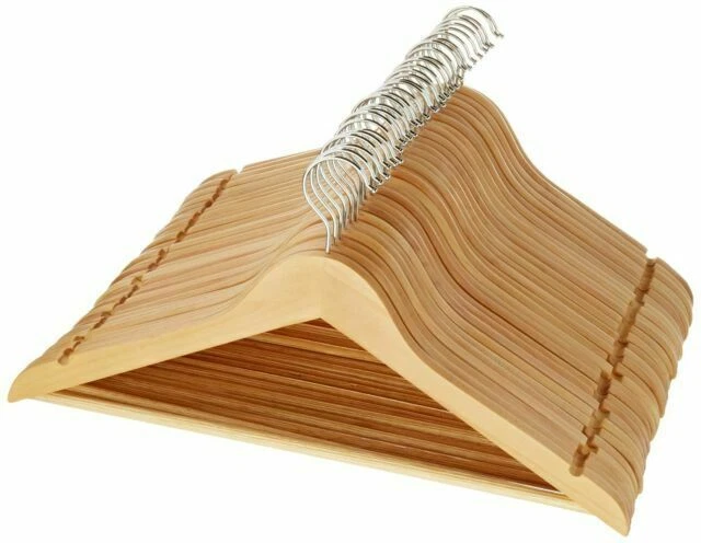 AmazonBasics Wood Suit Hangers - Natural - 30 Pieces