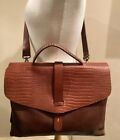 HENRY BEGUELIN Brown Leather Brief Case Messenger Crossbody Bag Attache # 1999