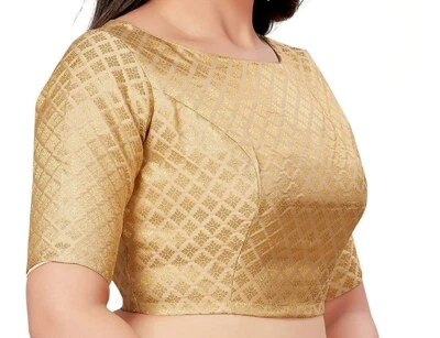 Blusa sari confeccionada, blusa de seda Chanderi para fiesta, blusa sari talla grande Foto 1 de 4