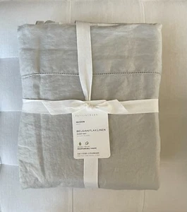Pottery Barn 4pc BELGIAN FLAX LINEN Sheet Set Queen Soft Gray NWT - Picture 1 of 2