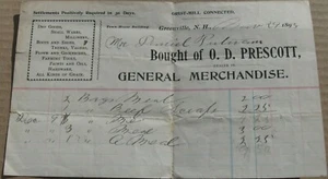 Vintage 1893 O.D.Prescott Letterhead Receipt - Greenville NH - Picture 1 of 1