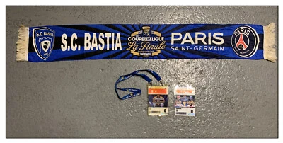 Echarpe Finale coupe Ligue 2015 Bastia PSG Corse Ibrahimovic Cavani Marquinhos - Photo 1/4