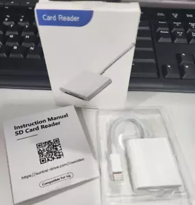 Sd Card Reader for iPhone/iPad Camera, Dual Card Slot Memory Card Reader, SD/TF - Picture 1 of 4