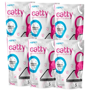 6 CONFEZIONI DI LETTIERA SILICIO SILICE GATTI da 5 LITRI -2 KG 30 LT CATTY PURE - Foto 1 di 2