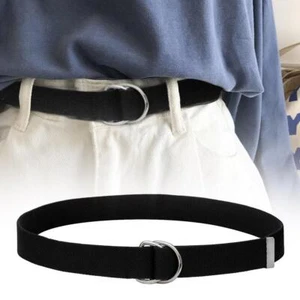 Non Porous Elongated Canvas Belt with Simple Double Loop Bbuckle Unisex New L7 - Picture 1 of 18