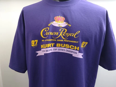 New NASCAR T Shirt Men's XL Kurt Busch 2004 Nextel Cup Championship Crown Royal Cover