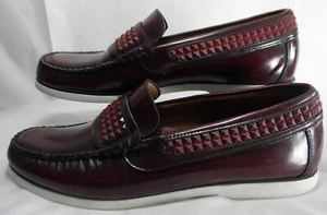 CAMINANDO Leather Loafer Shoes Mens 9D Burgundy Dark Brown Slip On Moc Boat - Picture 1 of 12