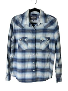 Panhandle Slim Rough Stock Womens Large Plaid Shirt Pearl Snap Western Rodeo - Picture 1 of 14