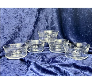 5 zarte Vintage Falken geschliffenes Glas 4 1/2" Dessert Obst/Finger Schalen - Bild 1 von 5
