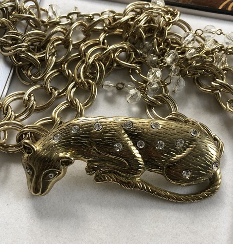 PUMA Vintage 1980s 90s Kenneth J Lane K.J.L Panther Leopard Statement Chain Belt