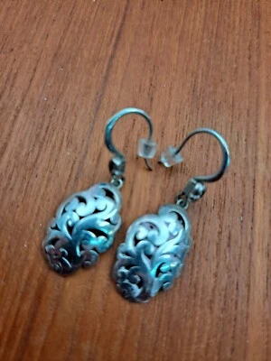 Lois Hill Bali Indonesia Sterling silver 925 oval ornate wire earrings - Image 1 of 4