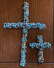 Handmade Crucifix Cross Silver & Turquoise beaded stones Wire - Hanging (2)