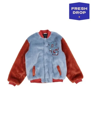 Giacca bomber in pelliccia sintetica per bambini Dolce & Gabbana prezzo consigliato €427 toppa blu misto lana - Immagine 1 di 4
