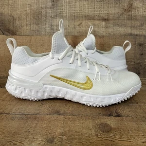 Nike Lacrosse Men Size 10.5 Huarache 9 Elite Turf LAX NBY White Gold FN0310-100 - Picture 1 of 10