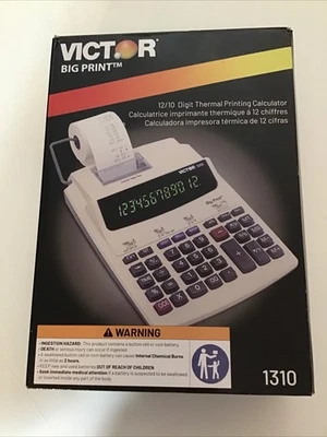 VICTOR 1310 Big Print Commercial 12/10 Digit Thermal Printing Calculator - White - Image 1 of 4